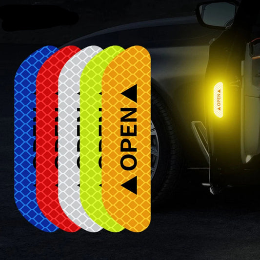 4-Pack Reflective Car Door Safety Stickers - Universal Fit for Cars, Trucks & Motorcycles