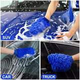 Chenille Plush Car Wash Gloves (1/2-Pack) - Soft Microfiber Cleaning Mitts for Cars & Home